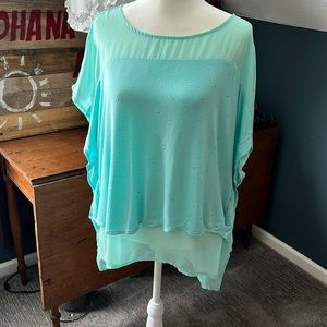 Jennifer Lopez unstructured studded hi-lo top sz L